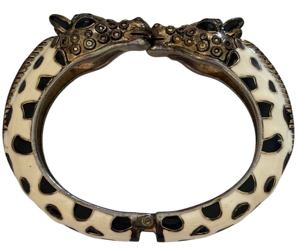 Giraffe Rhinestones & ENAMEL BANGLE HINGED BRACELET